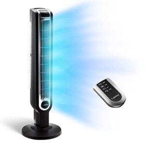 lasko 2511 36” oscillating 3-speed remote control tower fan for home, 36 inch, black