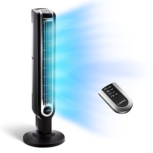 Lasko 2511 36” Oscillating 3-Speed Remote Control Tower Fan for Home, 36 Inch, Black