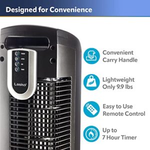 Lasko 2511 36” Oscillating 3-Speed Remote Control Tower Fan for Home, 36 Inch, Black