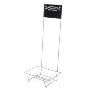 good l shopping basket stand with black sign