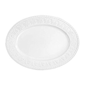 cellini oval serving platter by villeroy & boch – premium porcelain – made in germany – dishwasher and microwave safe – elegand engraved detail – white 15.75 inches