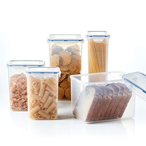 LocknLock Easy Essentials Food lids (flip-top) / Pantry Storage/Airtight containers, BPA Free, top-16.5 Cup-for Cereal, Clear