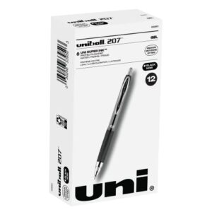 uniball gel pens, 207 signo gel with 0.7mm medium point, 12 count, black pens are fraud proof
