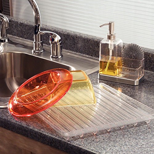 iDesign Forma BPA-Free Plastic Dish Drainer - 12" x 14.25" x 1.5", Clear