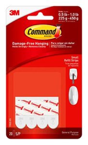 command small refill adhesive strips, damage free hanging wall adhesive strips for small indoor wall hooks, no tools removable adhesive strips for living spaces, 20 white command strips