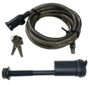 hollywood racks locking threaded hitch pin bolt with security cable lock black, 1/2-13 tpi