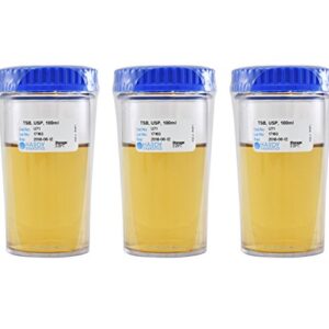 Hardy Diagnostics - U71 Tryptic Soy Broth (TSB), USP, 100 Milliliter Fill, 180 Milliliter Wide Mouth Polycarbonate Jar, Order by the Package of 12, by