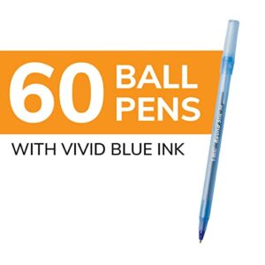 BIC Round Stic Xtra Life Blue Ballpoint Pens, Medium Point (1.0mm), 60-Count Pack of Bulk Pens, Flexible Round Barrel for Writing Comfort, No. 1 Selling Ballpoint Pens