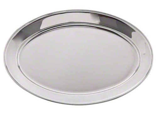 Update International (OP-16) 15 3/4" x 10 1/2" Oval Stainless Steel Platter