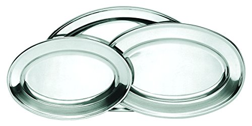 Update International (OP-16) 15 3/4" x 10 1/2" Oval Stainless Steel Platter