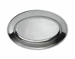 oval material stainless steel platters – 11-3/4″ x 8-1/2