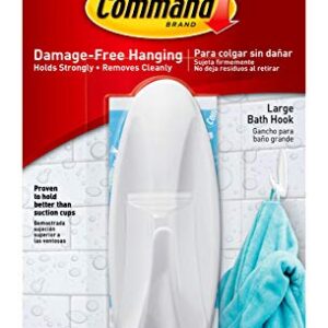 Command Designer Bath Hook, Large, White, 1-Hook with Water-Resistant Strips (17083B-ES), Organize your dorm