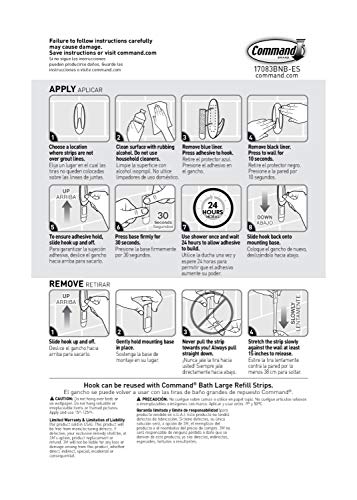 Command Designer Bath Hook, Large, White, 1-Hook with Water-Resistant Strips (17083B-ES), Organize your dorm