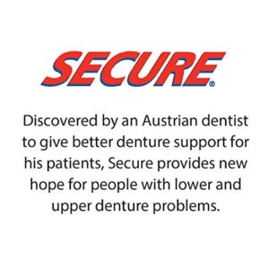 Secure Waterproof Denture Adhesive - Zinc Free - Extra Strong Hold for Upper, Lower or Partials - 1.4 oz