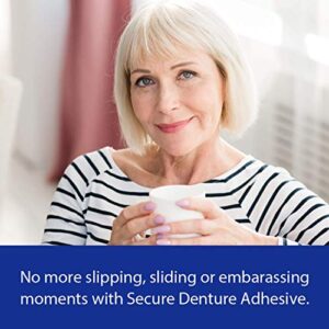 Secure Waterproof Denture Adhesive - Zinc Free - Extra Strong Hold for Upper, Lower or Partials - 1.4 oz