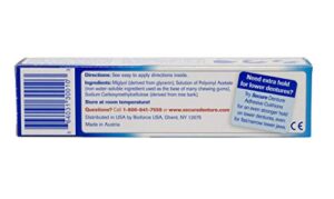 Secure Waterproof Denture Adhesive - Zinc Free - Extra Strong Hold for Upper, Lower or Partials - 1.4 oz