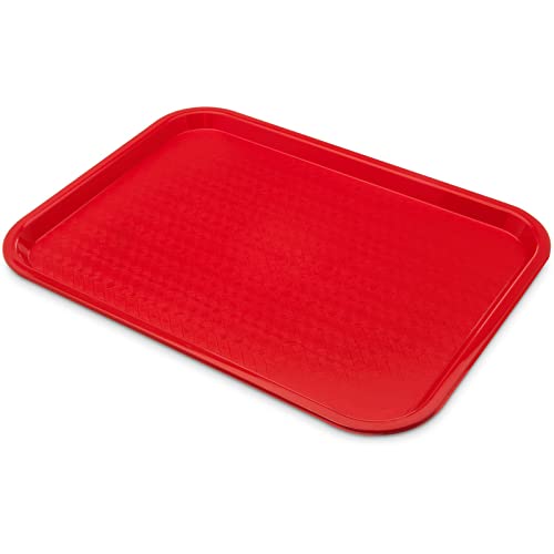 CFS Cafe Plastic Fast Food Tray, 14" x 18", Red, (Pack of 12)