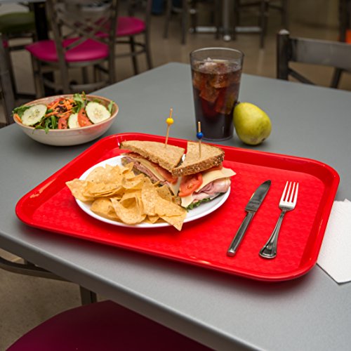 CFS Cafe Plastic Fast Food Tray, 14" x 18", Red, (Pack of 12)