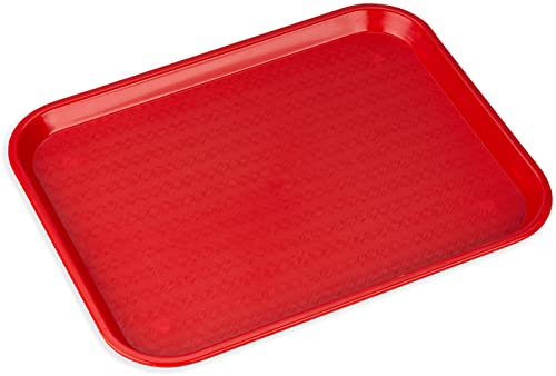 CFS Cafe Plastic Fast Food Tray, 14" x 18", Red, (Pack of 12)