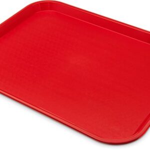 CFS Cafe Plastic Fast Food Tray, 14" x 18", Red, (Pack of 12)