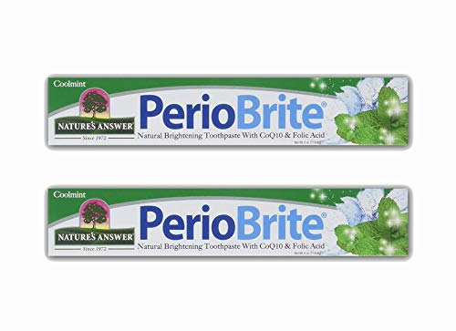 Nature's Answer PerioBrite Natural Toothpaste, Cool Mint, 4-Ounce (Pack of 2) Fluoride Free with CoQ10 & Folic Acid | Naturally Whitens Teeth | Freshens Breath | Removes Plaque | Minimizes Dry Mouth