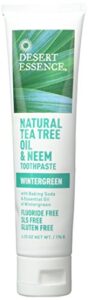 desert essence natural tea tree oil wintergreen toothpaste, 6.25 ounce – 2 per case.