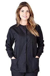 natural uniforms warm up scrub jacket-black-large