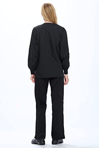 Natural Uniforms Warm Up Scrub Jacket-Black-Large