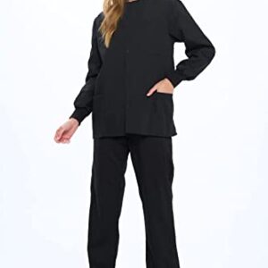 Natural Uniforms Warm Up Scrub Jacket-Black-Large