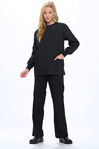 Natural Uniforms Warm Up Scrub Jacket-Black-Large