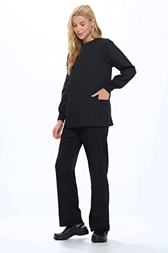 Natural Uniforms Warm Up Scrub Jacket-Black-Large