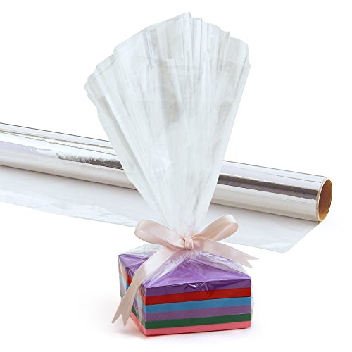 Hygloss Products Cellophane Roll Wrap in Easy Cutter Box for Crafts, Gifts, and Baskets - 20 Inches x 100 Feet, Clear