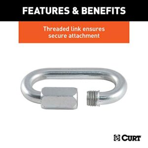 CURT 82901 Threaded Quick Link Trailer Safety Chain Hook Carabiner Clip, 5/16-Inch Diameter, 8,800 lbs Break Strength