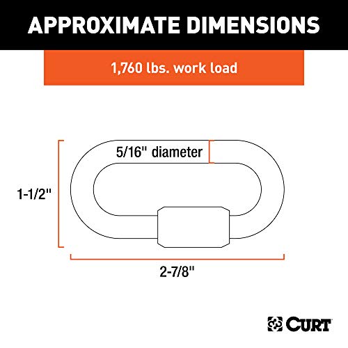 CURT 82901 Threaded Quick Link Trailer Safety Chain Hook Carabiner Clip, 5/16-Inch Diameter, 8,800 lbs Break Strength