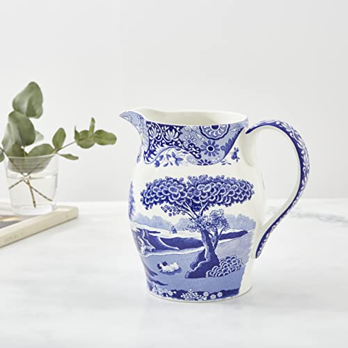 Spode Blue Italian Pitcher | 3.5 Pint Capacity | Home Décor for Mantel or Centerpiece | Use as a Water Jug or Flower Vase | Made of Fine Porcelain | Dishwasher Safe