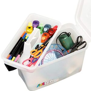 ArtBin 8408AB Sidekick Carrying Case, Portable Art & Craft Organizer with Handle, [1] Plastic Storage Case, Translucent