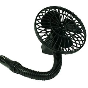 Koolatron 12V Mini Car Fan, Direct Plug-in portable fan with flexible and adjustable neck, ideal for cans, vans, trucks, RVs, boats and small personal airplanes.