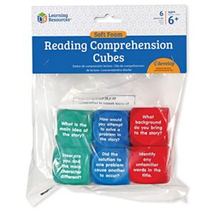 learning resources reading comprehension cubes, 6 colored foam cubes, ages 6+, multi-color, 1-5/8 l x 1-5/8 w in