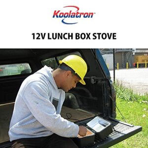 Koolatron 12V Heating Lunch Box Stove, 1.6 Qt (1.5 L), Black, 6 ft (1.8m) Power Cord, Heats to 300F (149C), Built-In Cord Storage, Classic Construction Worker Lunchbox, for Car, SUV, Pickup Truck