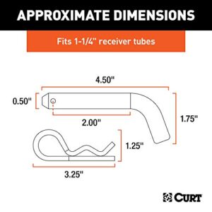 CURT 21401 Trailer Hitch Pin & Clip, 1/2-Inch Diameter, Fits 1-1/4-Inch Receiver