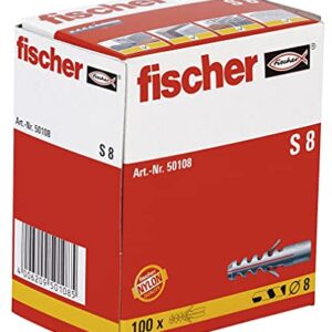 Fischer S8 (8mm) 5/16" x 1-9/16" 2-Way Nylon Expansion Anchor (100 Pcs)