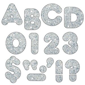 trend enterprises, inc. silver sparkle 3″ casual uc ready letters