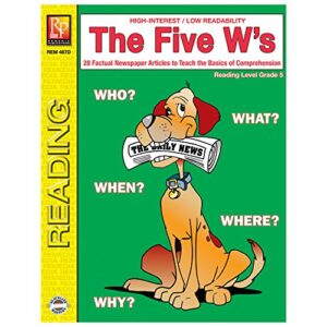 remedia publications rem487d reading level 5 “the five w’s book”, 8.5″ wide, 11″ length, 0.1″ height