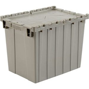 global industrial distribution container with hinged lid, 21-7/8×15-1/4×17-1/4, gray