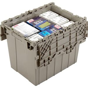 Global Industrial Distribution Container With Hinged Lid, 21-7/8x15-1/4x17-1/4, Gray