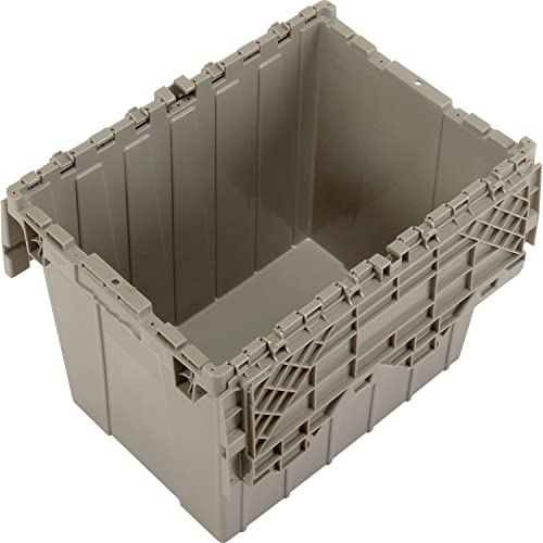 Global Industrial Distribution Container With Hinged Lid, 21-7/8x15-1/4x17-1/4, Gray