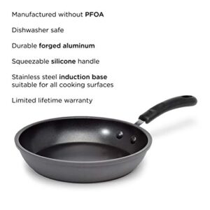 Ecolution Symphony Reinforced Ergonomic Cool-Touch Silicone Handles, Dishwasher Safe, Nonstick, 8 Inch, Grey