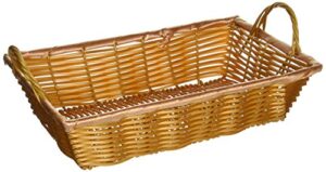 winco pwbn-12b rectangular woven basket with handles, 12-inch by 8-inch by 3-inch,brown,medium