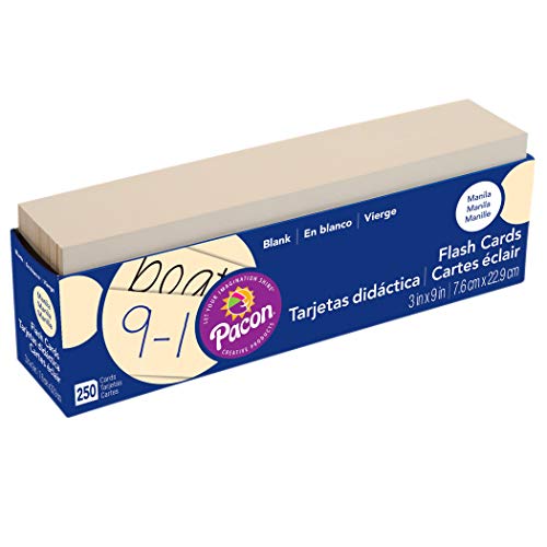 Pacon® PAC74100 Blank Flash Cards, 3" x 9", Manila, Pack of 250