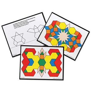 Learning Resources Pattern Block Activity Pack, Pattern Block Cards for Kids, Geometric Shapes, 142 Pieces, Ages 7+